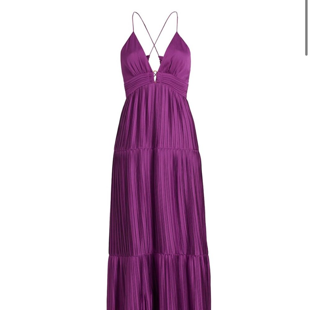 Ba&sh Wasta Pleated Satin Maxi Dress Violet - Size 0 - NWT